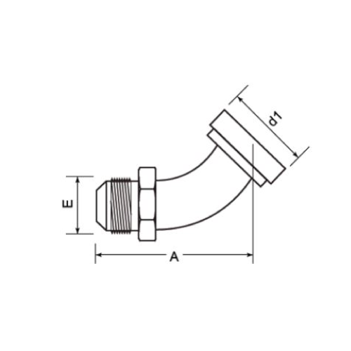CODE 61 FLANGE x JIC MALE 45° ADAPTOR