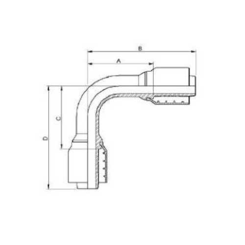 HOSE JOINER 90 DEG CRIMP STYLE