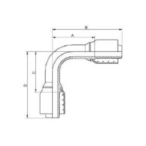 HOSE JOINER 90º CRIMP STYLE