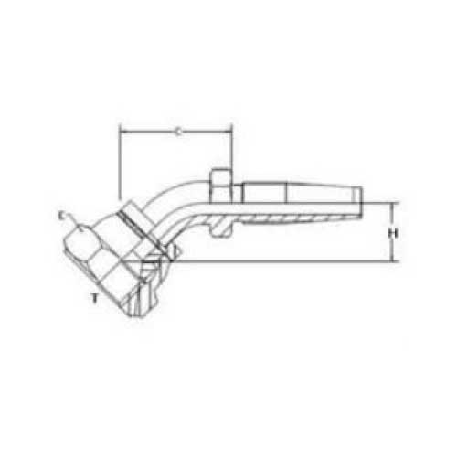 SAE FEMALE 45° ELBOW (FERRULE SUPPLIED)